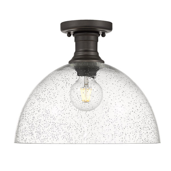 Hines Rubbed Bronze Seeded Glass 14-Inch One-Light Semi Flush Mount, image 2